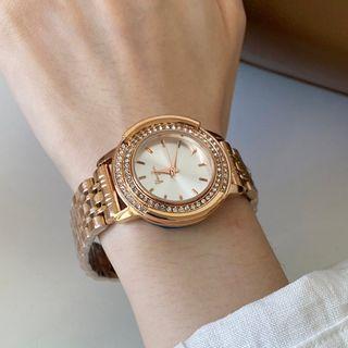 Rhinestone Round Alloy Strap Watch