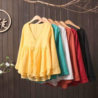 V-neck Layered A-line Blouse