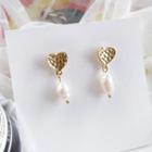 Alloy Heart Faux Pearl Dangle Earring 1 Pair - Stud Earrings - White & Gold - One Size