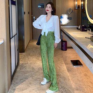 V-neck Plain Shirt / High-waist Plain Pants