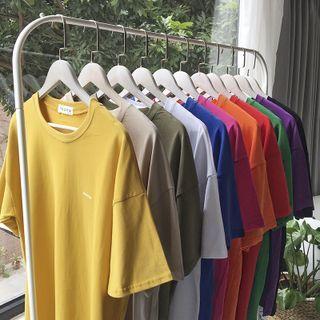 Short Sleeve Round Neck Plain Lettering T-shirt