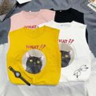 Sleeveless Cat Print T-shirt