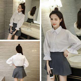 Set : Lantern Sleeve Blouse + Knit Skirt