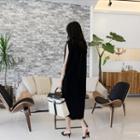 Cap-sleeve Beribboned Long Dress