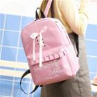 Cat Embroidered Lace Up Backpack