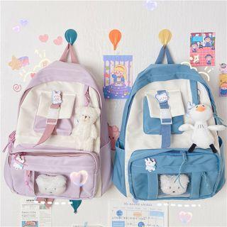 Pvc Pane Two-tone Nylon Backpack