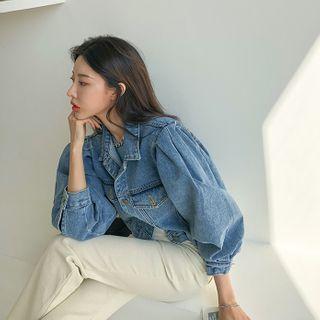 Crop Denim Trucker Jacket Blue - One Size