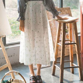 Floral Midi A-line Skirt