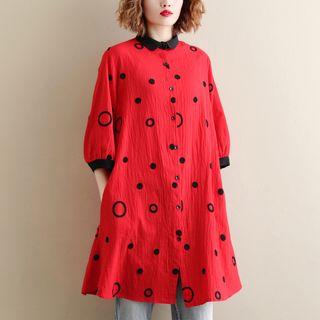 3/4-sleeve Dotted Long Shirt