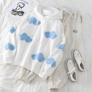 Cloud Print Loose-fit Hoodie / Jogger Pants