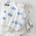 Cloud Print Loose-fit Hoodie / Jogger Pants