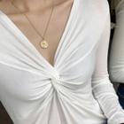 Knot-front Long-sleeve Top