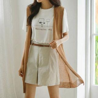 Open-front Long Summer Knit Vest