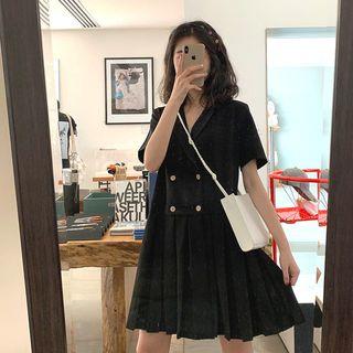 Short-sleeve Double-breasted Collared Dress