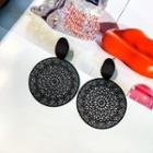 Cutout Geometric Circle Drop Earrings Black - One Size