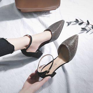 Block-heel Sequined Sandals