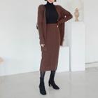 Cable-knit Cardigan & Matching Skirt Set
