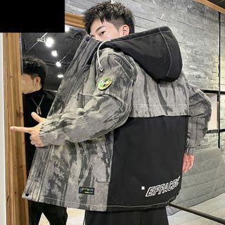 Hooded Padded Tie-dyed Zip Jacket