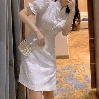 Shirt-sleeve Lace Qipao Dress