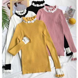 Bow Detail Frilled Neck Sweater