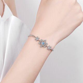 Rhinestone Snowflake Bracelet 1 Pc - Silver - One Size