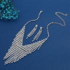 Set: Rhinestone Necklace + Drop Earring As Shown In Figure - One Size