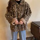 Leopard Button Jacket Leopard - Black & Brown - One Size