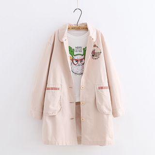 Rabbit Embroidered Buttoned Coat