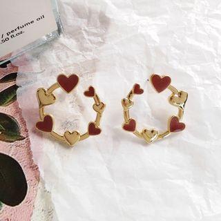 Alloy Heart Open Hoop Earring