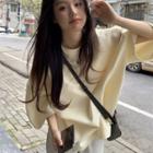 Short-sleeve Slit T-shirt Yellow - One Size