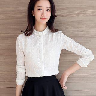 Frilled Collar Embroidery Blouse