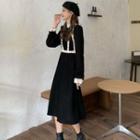 Long-sleeve Midi Dress / Mock-neck Lace Top
