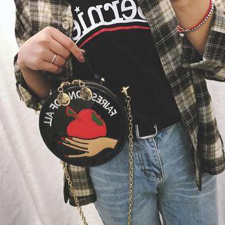 Apple Applique Round Crossbody Bag