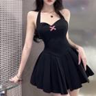 Halter Cross Strap Mini A-line Dress