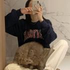 New York Embroidered Sweatshirt Navy Blue - One Size