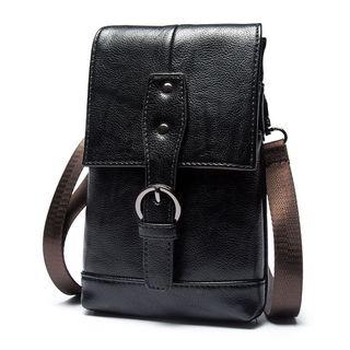 Buckled Faux Leather Shoulder Pouch