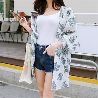 V-neck Patterned Empire Blouse