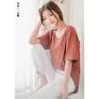 Round-neck Colored Elbow Sleeve T-shirt