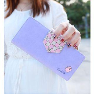 Faux-leather Paneled Long Wallet