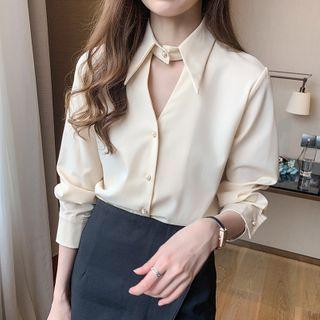 Long-sleeve Cut-out Blouse