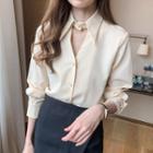 Long-sleeve Cut-out Blouse