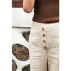 Button-fly Slit-hem Linen Pants