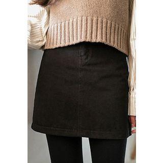 Zip-front Cotton Mini Skirt