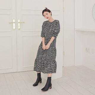 Tiered Polka-dot Long Dress