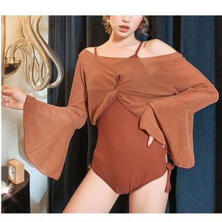 Set: Tie Hem Swimsuit + Twisted Crop Top