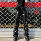 Leather Faux Straight Pants