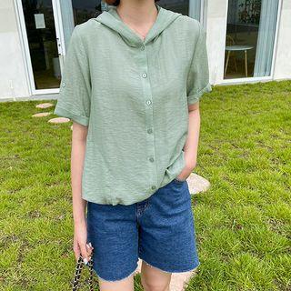 Hooded Drawstring-hem Shirt