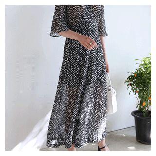 Patterned Chiffon Jumpsuit Black - One Size