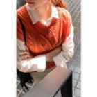 Dip-back Cable Knit Vest Orange - One Size