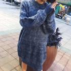 Melange Long-sleeve Thick Knitted Dress